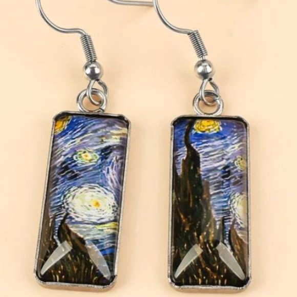 Van Gogh Starry Night Artist‎ Dangle Earrings - Picture 1 of 2